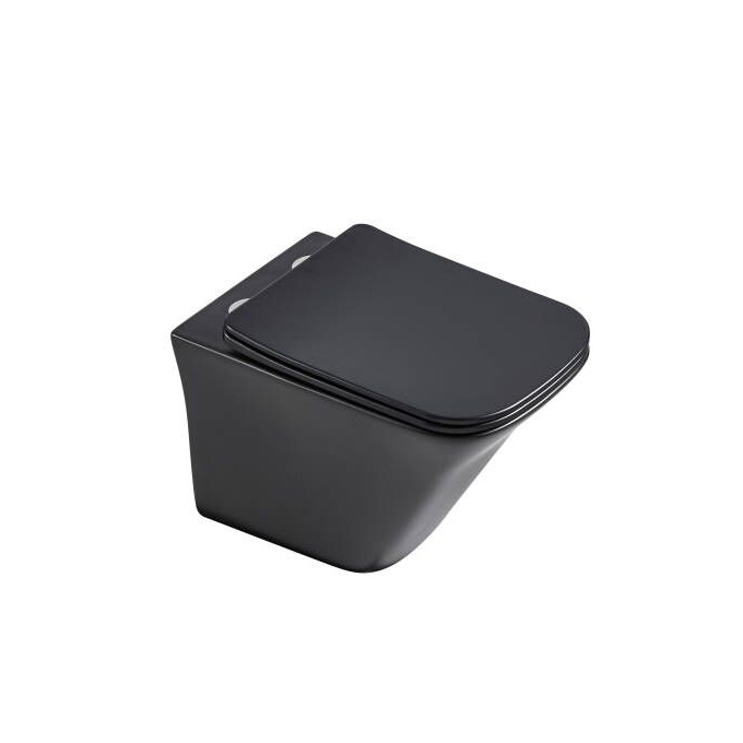 Bồn Cầu Treo Tường Dáng Vuông BASIC CARA-WB Đen Mờ