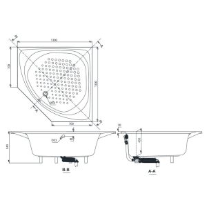 Ảnh công trình thực tế Bồn tắm góc nhựa TOTO PAY1300PE#W/TVBF412/DB505R-2B kèm bộ xả