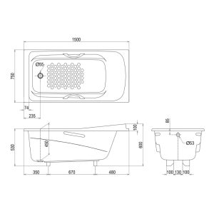 Ảnh công trình thực tế Bồn tắm ngọc trai TOTO PPY1560HPE#P 1m5 có tay vịn