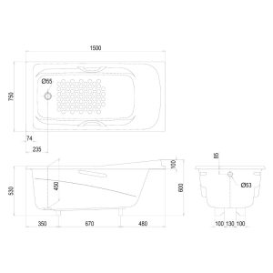 Ảnh công trình thực tế Bồn tắm ngọc trai TOTO PPY1560HPE#P/TVBF412/DB505R-2B 1m5 có tay vịn kèm bộ xả