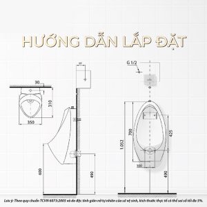 Ảnh công trình thực tế Bồn Tiểu Nam Treo Tường BASIC BU-14007