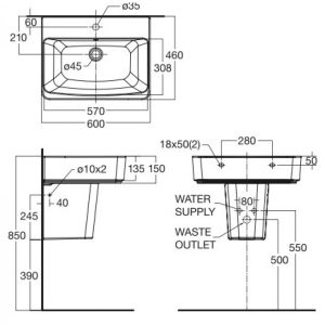 Ảnh công trình thực tế Chậu Lavabo Treo Tường American Standard Acacia E 0507W-WT/0707-WT Chân Ngắn