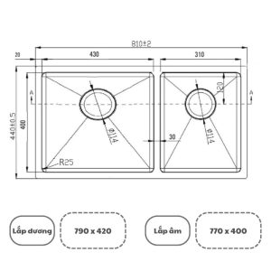 Ảnh công trình thực tế Chậu Rửa Konox KN8144DU