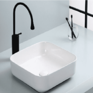 Chậu rửa lavabo đặt bàn BELLO BB-500169 vuông màu trắng
