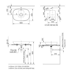Ảnh công trình thực tế Chậu rửa lavabo đặt bàn INAX AL-682V kèm nút nhấn xả bằng sứ