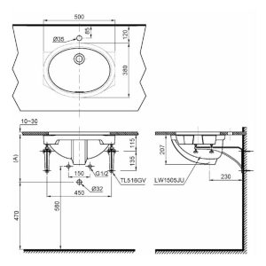 Ảnh công trình thực tế Chậu rửa mặt lavabo âm bàn TOTO LW1505V#XW