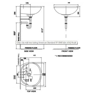 Ảnh công trình thực tế Chậu Rửa Treo Tường American Standard Gala VF-0940