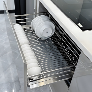 Giá bát đĩa tủ dưới nan oval inox SUS304 GrandX XD.90M cho khoang tủ 900mm