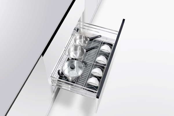 Giá xoong nồi tủ dưới nan dẹt inox 304 GrandX XP.90S1 cho khoang tủ 900mm