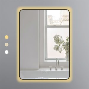 Ảnh công trình thực tế Gương Chữ Nhật 50×70 Led 3 Màu Khung Nhôm Đen Ecod EGKS5070