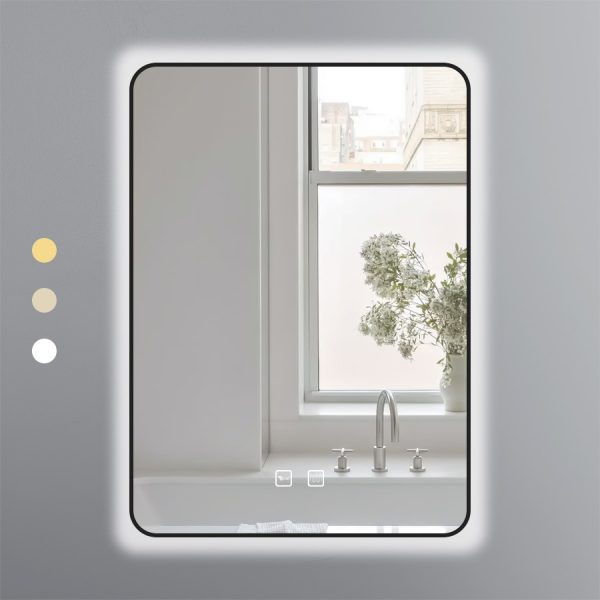 Gương Chữ Nhật 50x70 Led 3 Màu Khung Nhôm Đen Ecod EGKS5070