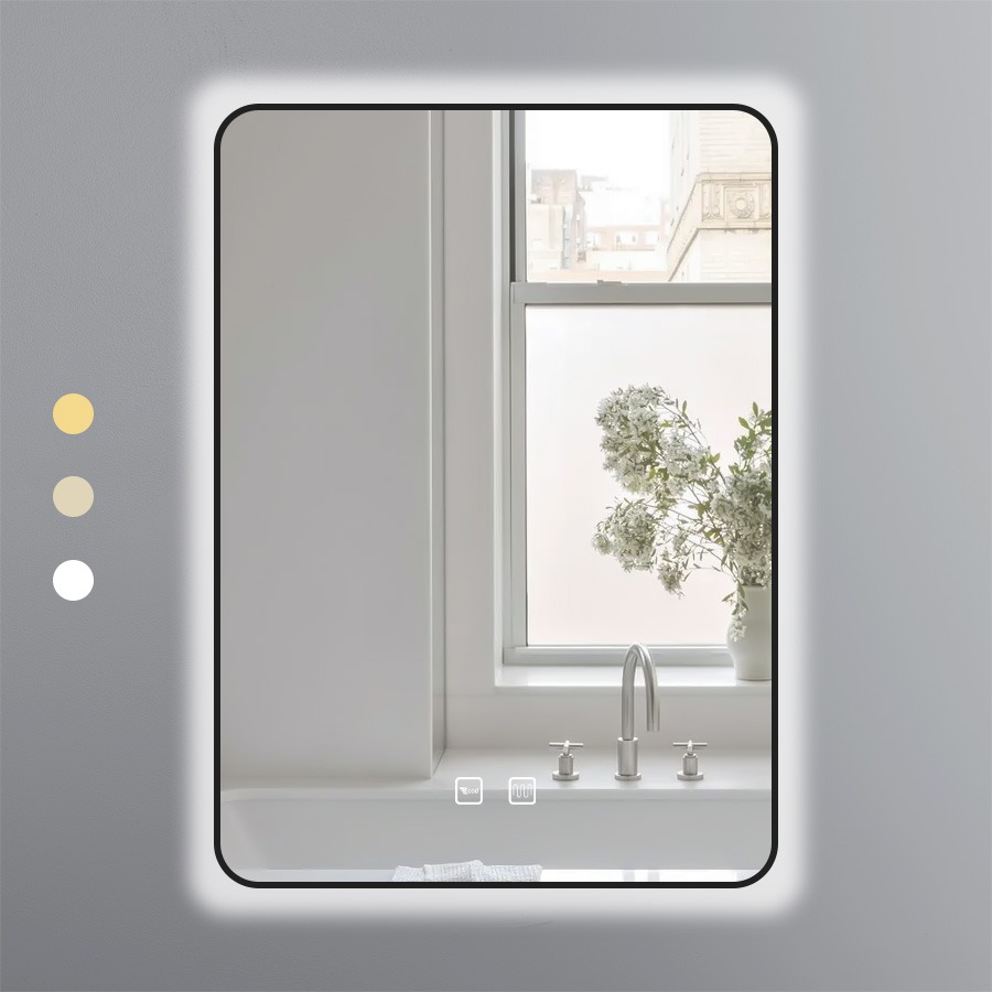 Gương Chữ Nhật 50×70 Led 3 Màu Khung Nhôm Đen Ecod EGKS5070