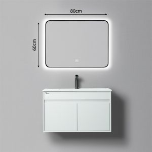 Ảnh công trình thực tế Gương Chữ Nhật 60×80 Cm Led 3 Màu Khung Nhôm Đen Ecod EGKS6080