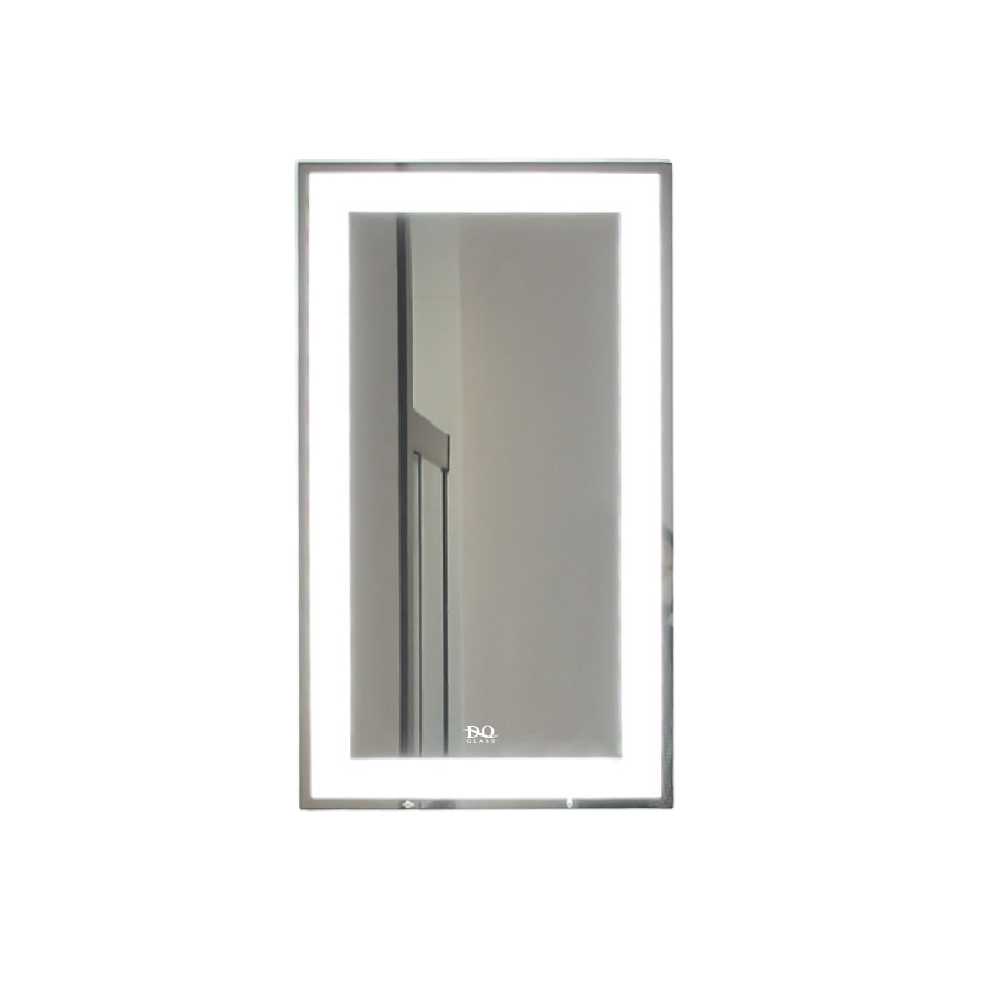 Gương Đèn Led Cảm Ứng Chữ Nhật Đứng Bản Viền Trắng Lớn Mài Cạnh Đình Quốc 72020C (500×700)