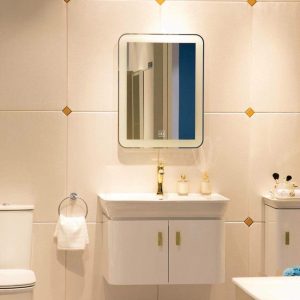 Ảnh công trình thực tế Gương Đèn Led Không Cảm Ứng Chữ Nhật Đứng Bản Viền Lớn Đình Quốc 67036B (600×800)