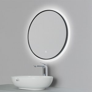 Ảnh công trình thực tế Gương Tròn 60×60 Cm Led 3 Màu Khung Nhôm Đen Ecod EGK6060