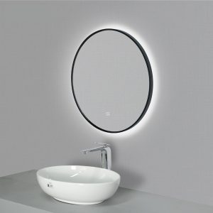 Ảnh công trình thực tế Gương Tròn 60×60 Cm Led 3 Màu Khung Nhôm Đen Ecod EGK6060