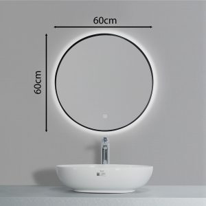 Ảnh công trình thực tế Gương Tròn 60×60 Cm Led 3 Màu Khung Nhôm Đen Ecod EGK6060