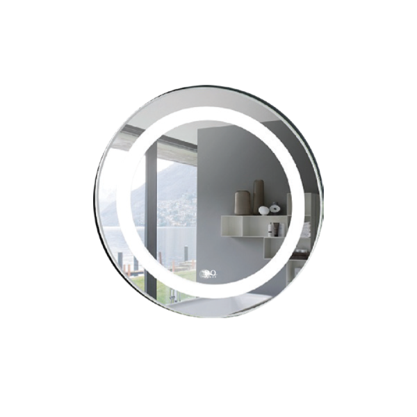 Gương Tròn Đèn Led Viền Trắng Bản Rộng Không Cảm Ứng Đình Quốc 69023 Ø600