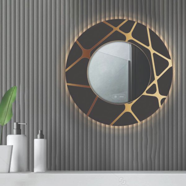 Gương Tròn Viền Đen Vân Vàng BOCA Đình Quốc 818 Ø600