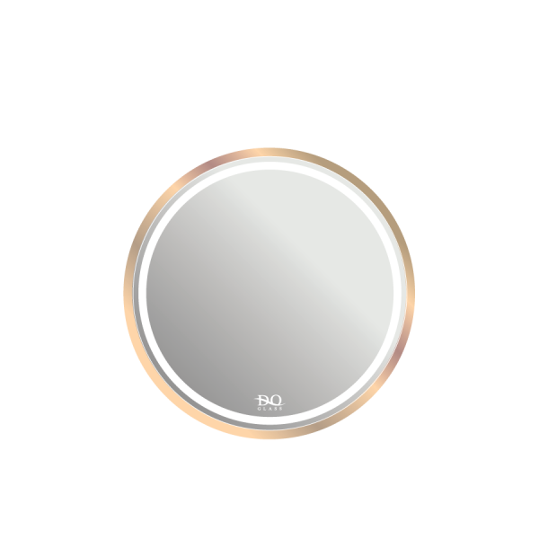 Gương Tròn Viền Inox 304 Mạ PVD Có Đèn Led Cảm Ứng Đình Quốc 68018C Ø500