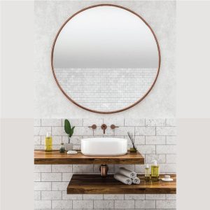 Gương Tròn Viền Inox 304 Mạ PVD Có Đèn Led Đình Quốc 73002 Ø700