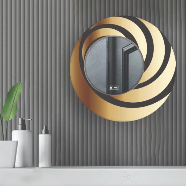 Gương Tròn Viền Xoáy Vàng Đen BOCA Đình Quốc 819 Ø600