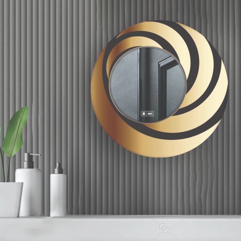 Gương Tròn Viền Xoáy Vàng Đen BOCA Đình Quốc 819 Ø600