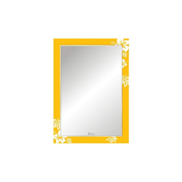 Gương Viền Màu BOCA Đình Quốc 413B Nền Vàng Hoa Dâm Bụt Trắng (500x700)