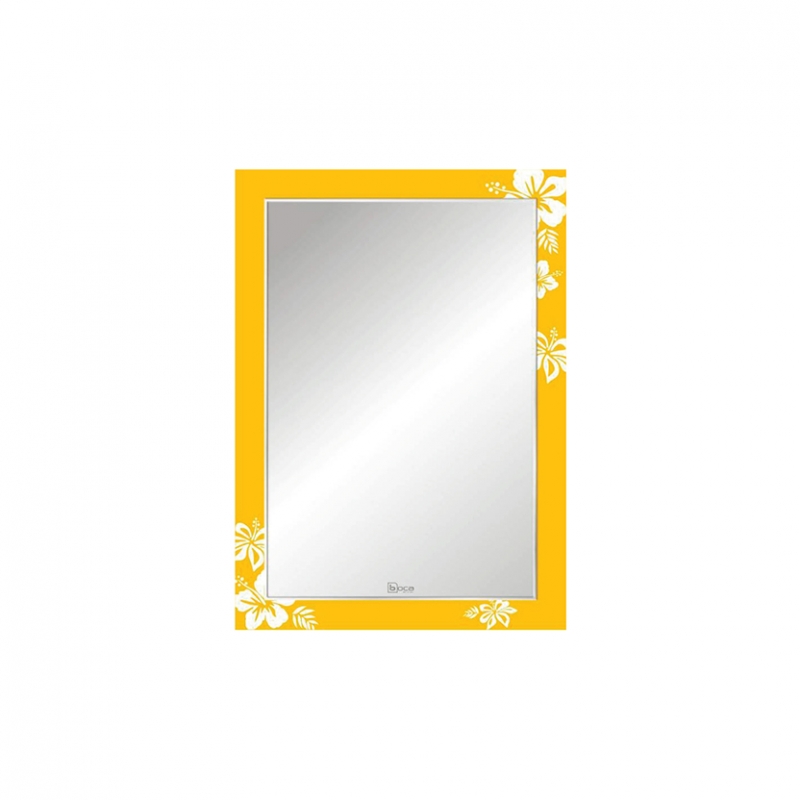 Gương Viền Màu BOCA Đình Quốc 413B Nền Vàng Hoa Dâm Bụt Trắng (500×700)