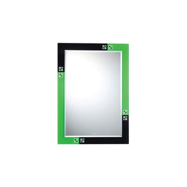 Gương Viền Màu BOCA Đình Quốc 601B Xanh Lá Phối Đen Ô Vuông (500x700)