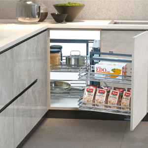 Kệ góc liên hoàn nan dẹt inox SUS304 GrandX XMC.45S1 cho tủ góc 900-1000mm
