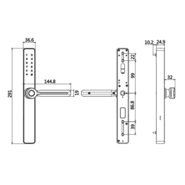 Khóa vân tay cửa nhôm Kassler KL-599 RB