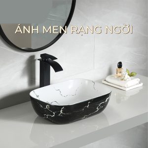 Ảnh công trình thực tế Lavabo Đặt Bàn BASIC BSB-8016D Vân Đá Đen
