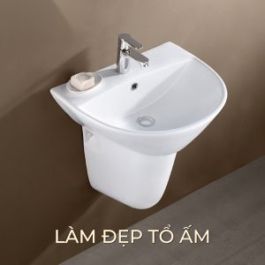 Ảnh công trình thực tế Lavabo Treo Tường BASIC BSA-501 1 Lỗ Vòi