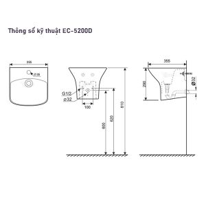 Ảnh công trình thực tế Lavabo Treo Tường Liền Chân Ecod EC5200D