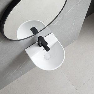 Ảnh công trình thực tế Lavabo Treo Tường Liền Chân Ecod EC5300D