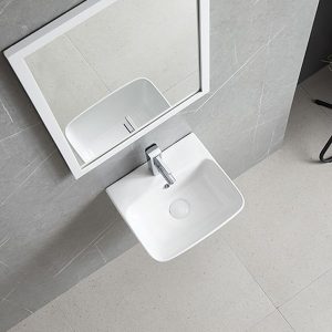 Ảnh công trình thực tế Lavabo Treo Tường Liền Chân Ecod EC5800D