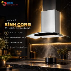 Ảnh công trình thực tế Máy Hút Mùi Kính Cong Eurogold EHM2170