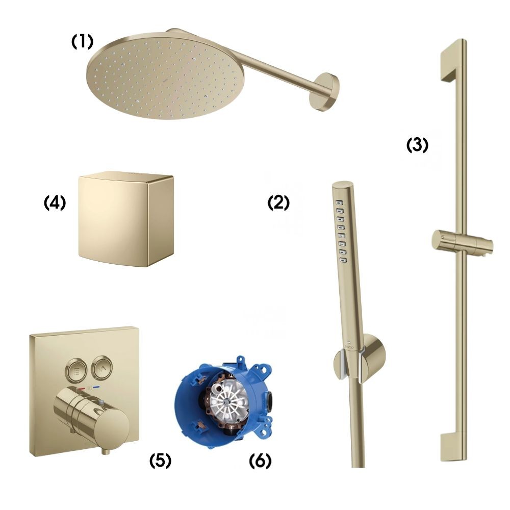 Set sen tắm âm tường 2 đường nước nhiệt độ TOTO TBW07003A/TBW02017A/TBW07019A/TBW08009A/TBV02406B/TBN01001B bản #BFG
