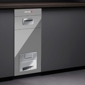 Thùng gạo âm tủ mặt kính nút nhấn GrandX XR.G302G 25kg màu xám