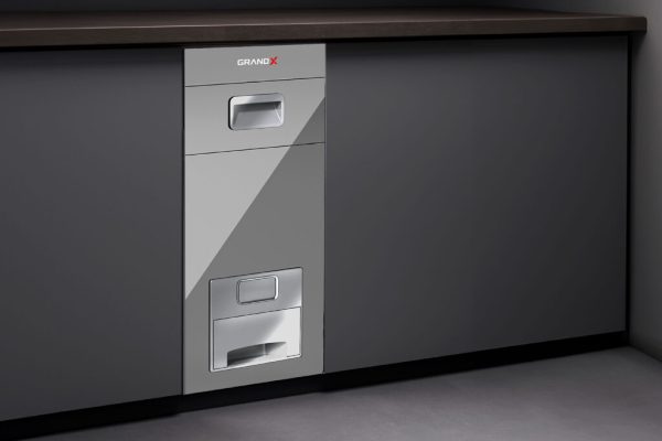 Thùng gạo âm tủ mặt kính nút nhấn GrandX XR.G302G 25kg màu xám