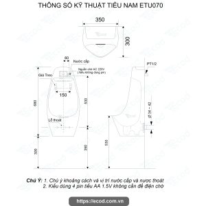 Ảnh công trình thực tế Tiểu Nam Cảm Ứng Ecod ETU070