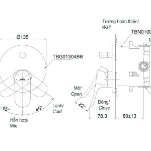 Ảnh công trình thực tế Van gật gù TOTO TBG01304BA điều chỉnh nóng lạnh kèm nút chuyển hướng