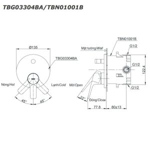 Ảnh công trình thực tế Van gật gù TOTO TBG03304BA điều chỉnh nóng lạnh kèm nút chuyển hướng