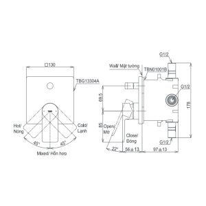 Ảnh công trình thực tế Van gật gù TOTO TBG13304A điều chỉnh nóng lạnh kèm nút chuyển hướng