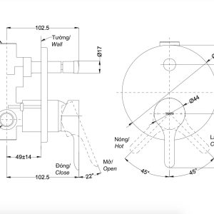 Ảnh công trình thực tế Van gật gù TOTO TBS01304B nóng lạnh kèm nút chuyển hướng dòng LB
