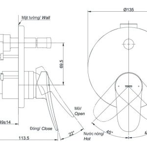 Ảnh công trình thực tế Van gật gù TOTO TBS04304B điều chỉnh nóng lạnh LF kèm nút chuyển hướng