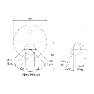 Ảnh công trình thực tế Van gật gù TOTO TBS06304A điều chỉnh nóng lạnh kèm nút chuyển hướng
