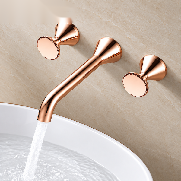 Vòi Lavabo Âm Tường Nóng Lạnh BASIC BW-41804RG Rose Gold